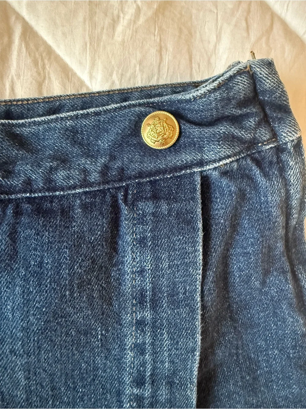 J. Crew Dark Blue Denim Skort with Wrap-Front and Button